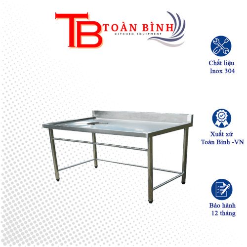 BÀN INOX 1 TẦNG CÓ LỔ RÁC